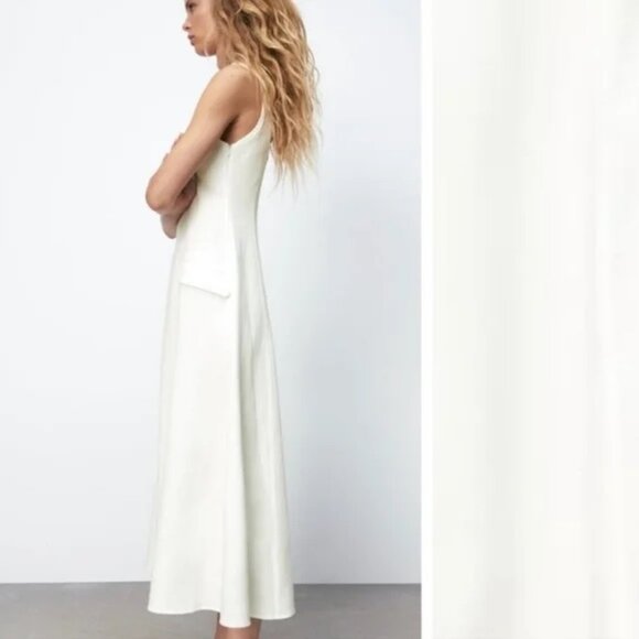 Zara Woman's Textured Dress Off-White Dress. 7385/309/251. Size M - Picture 6 of 9